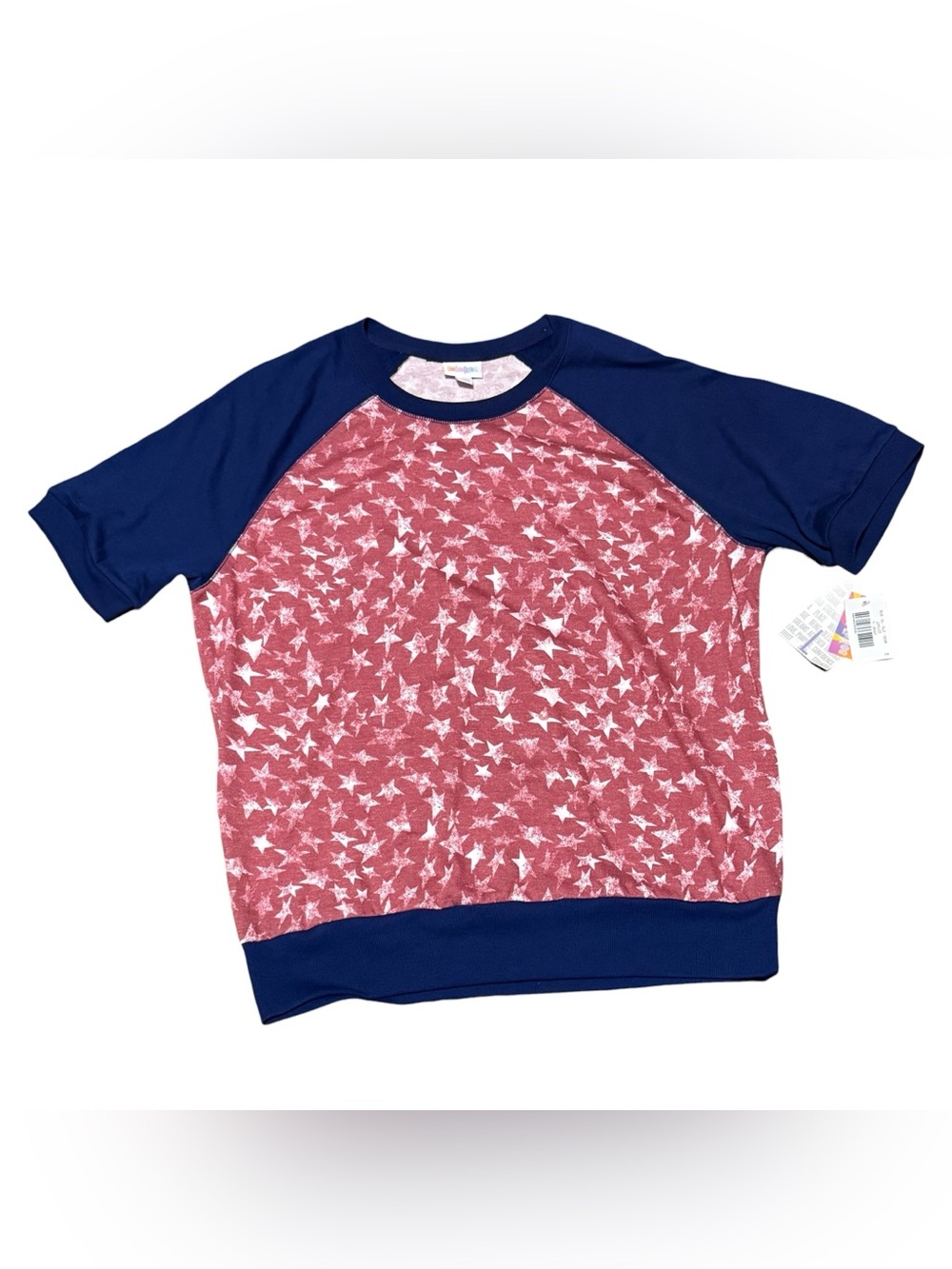 LuLaRoe Jane Top Shirt Sweatshirt Size Large Americana Stars Patriotic July 4th